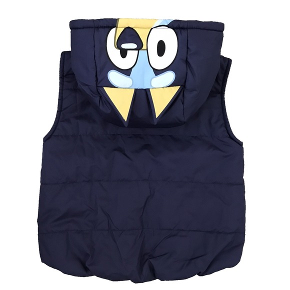 Bluey Kids Puffer Vest Hooded Character Face Size 6 Fleece Lining Blue Outdoor - Picture 3 of 10